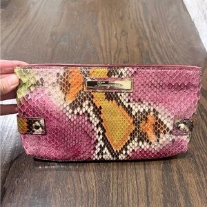 Pink and Orange Snakeskin Clutch